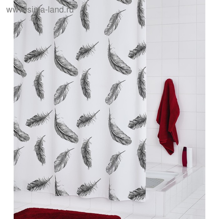 Штора для ванных комнат Romantic, цвет белый/чёрный, 180х200 см - Фото 1