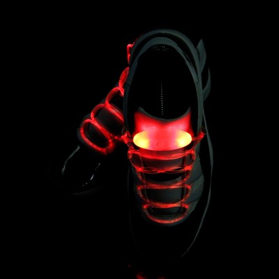 Светодиодные шнурки, 80 см, от 2 х CR2032, 3 режима, цвет свечения красный