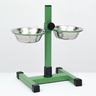 Подставка с мисками, 2×350 мл, высота 30 см, разборная, зелёная - Фото 3