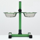 Подставка с мисками, 2×350 мл, высота 30 см, разборная, зелёная - Фото 4