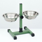 Подставка с мисками, 2×500 мл, высота 30 см, разборная, зелёная - Фото 2