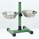 Подставка с мисками, 2×500 мл, высота 30 см, разборная, зелёная - Фото 3