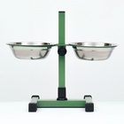 Подставка с мисками, 2×500 мл, высота 30 см, разборная, зелёная - Фото 4