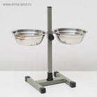 Подставка с мисками, 2×700 мл, высота 40 см, разборная, зелёная - Фото 2