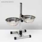 Подставка с мисками, 2×700 мл, высота 40 см, разборная с верхним фиксатором, хром - Фото 5