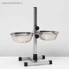 Подставка с мисками, 2×700 мл, высота 40 см, разборная с верхним фиксатором, хром - Фото 6