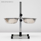 Подставка с мисками, 2×700 мл, высота 40 см, разборная с верхним фиксатором, хром - Фото 7