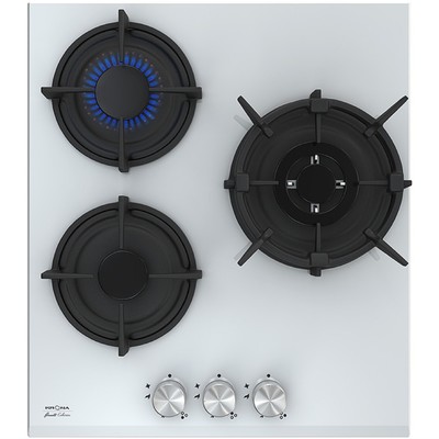 Варочная поверхность KRONA FIERO 45 WH, газовая, 3 конфорки, 45 см, белая