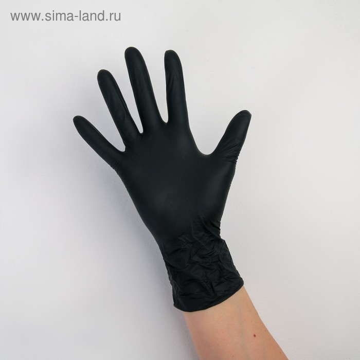 Перчатки A.D.M. нитриловые, размер S, 8 гр, 100 шт/уп, цвет чёрный - Фото 1