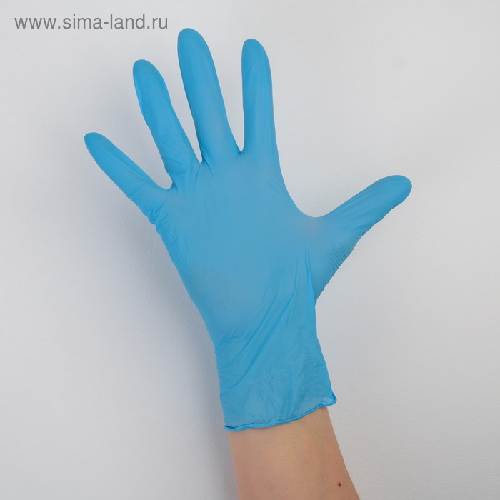 Перчатки универсальные нитриловые A.D.M. «Оптимум+», размер М, 50 пар, 6 гр, цвет синий - Фото 1