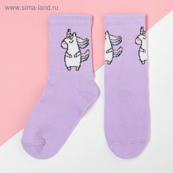 Носки детские KAFTAN «Единорог», размер 14-16, цвет лиловый - Фото 1