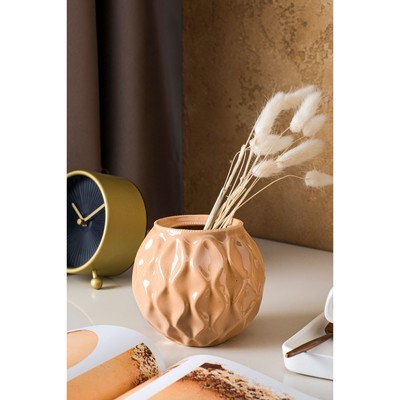 Ваза керамическая «Шарик», настольная, 11 см, бежевая