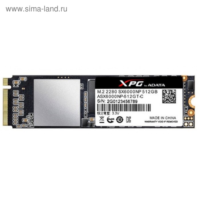 Накопитель SSD A-Data XPG SX6000 Pro M.2 2280 ASX6000PNP-512GT-C, 512Гб, PCI-E x4 - Фото 1