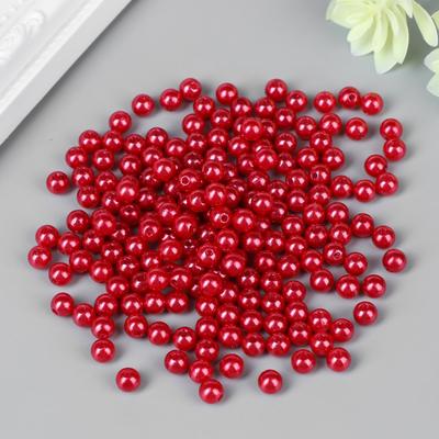 Бусины для творчества пластик «Вишневый», набор 200 шт., d=0.6 см