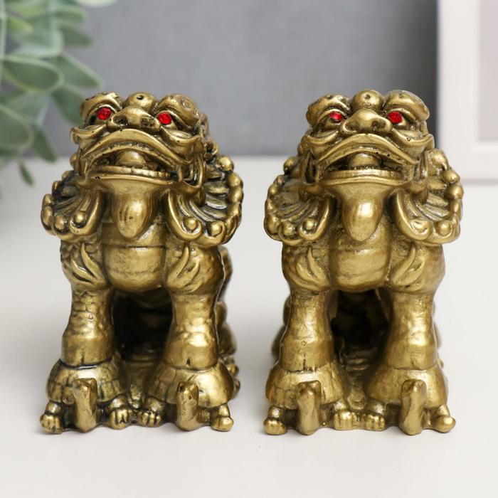 Нэцкэ фигурка «ПиЯО», полистоун, под бронзу, набор 2 шт., 9×5.3×8.5 см