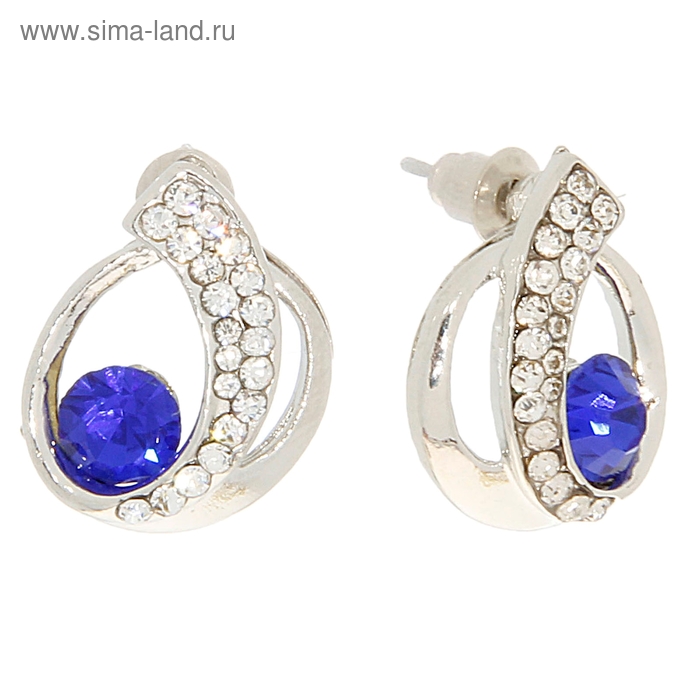 Серьги «Авангард», цвет синий в серебре - Фото 1
