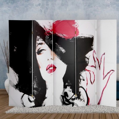 Ширма - перегородка «Дарим Красиво. Красотка», 250×160 см, цвет белый/чёрный/розовый