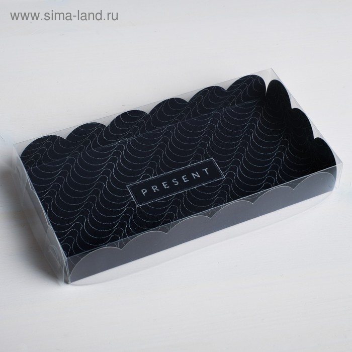 

Коробка для печенья, кондитерская упаковка с PVC крышкой, Present, 21 х 10.5 х 3 см