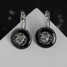 Серьги с эмалью «Круг» изящность, цвет чёрный в серебре - Фото 1