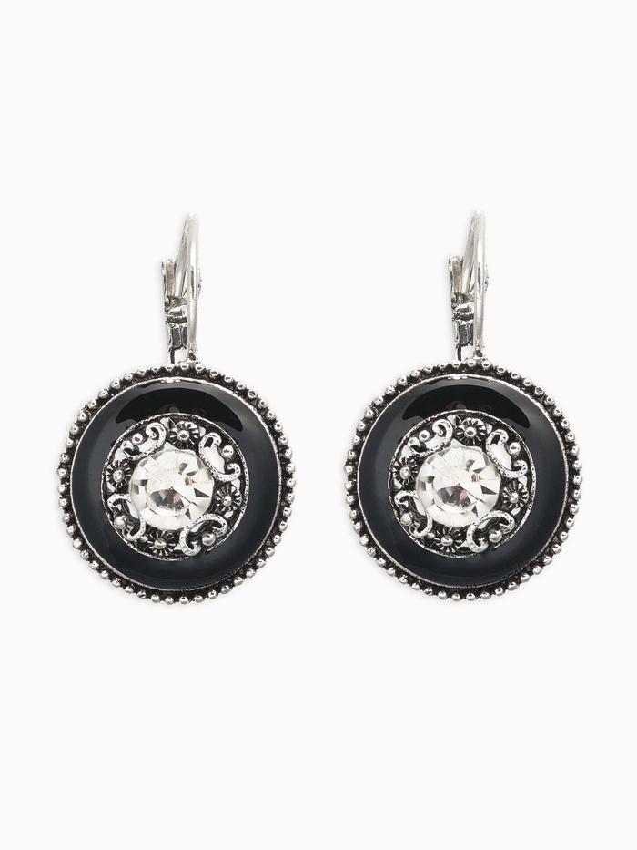 Серьги с эмалью «Круг» изящность, цвет чёрный в серебре - Фото 1