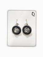 Серьги с эмалью «Круг» изящность, цвет чёрный в серебре - Фото 3