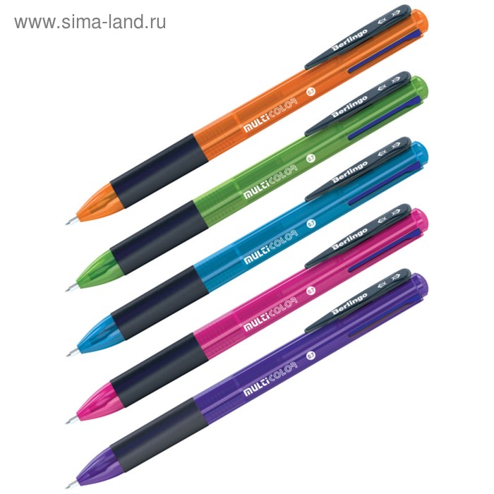 Ручка шариковая автоматическая 0.7 мм, Berlingo "Multicolor", микс 4 цвета - Фото 1