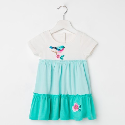 Платье для девочки, цвет бежевый/зелёный, рост 116 см