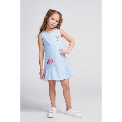 Платье для девочки, цвет голубой, рост 128 см