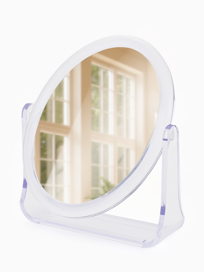 Зеркало настольное, с увеличением х2, двустороннее, 12×14.5 см, (9×12 см), прозрачное - Фото 1