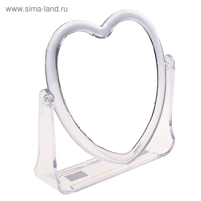 Зеркало настольное, в форме сердца, двустороннее, с двукратным увеличением, цвет прозрачный - Фото 1
