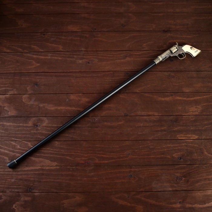Сувенирная трость с клинком 30 см, набалдашник: револьвер - Фото 1