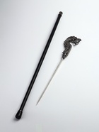 Сувенирная трость с клинком 30 см, набалдашник: дракон серебристый - Фото 10