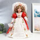 Кукла коллекционная керамика "Милана в платье с узорами, со шляпкой и зонтом" 40 см - фото 8964636