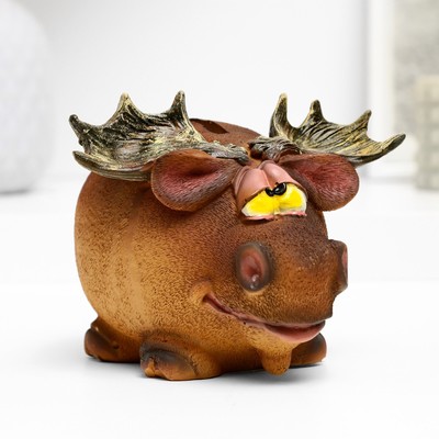 Копилка для денег «Лось», полистоун, 14×13×9.5 см