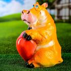 Садовая фигура "Бегемот с сердцем" оранжевый, 21х21х32см - Фото 2