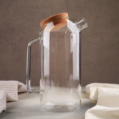 Кувшин стеклянный с пробковой крышкой «Эко», 1,5 л, 17×10,5×22