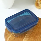 Контейнер из жаропрочного стекла «Фазенда», 650 мл, 17×12×6,5 см, с крышкой, цвет синий - Фото 2