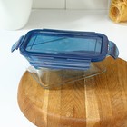 Контейнер из жаропрочного стекла «Фазенда», 650 мл, 17×12×6,5 см, с крышкой, цвет синий - Фото 3