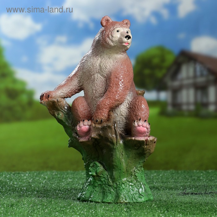 Садовая фигура из гипса «Мишка на пне», 32×19×20 см, МИКС - Фото 1