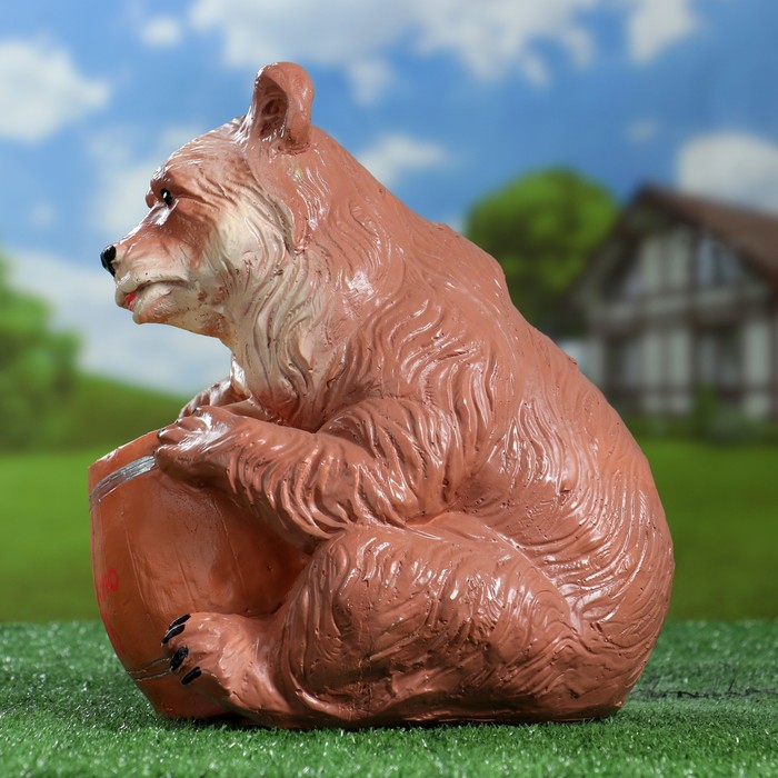 Садовая фигура "Медведь с бочонком" коричневый 27х24х28см - фото 1907088232