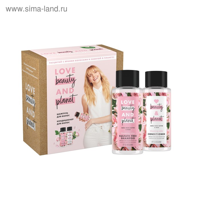 Подарочный набор Love Beauty and Planet: Шампунь, 400 мл, Кондиционер для волос, 400 мл - Фото 1