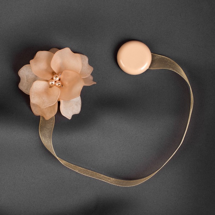 Подхват для штор «Нежный цветок», d = 6 см, цвет бежевый - фото 1885013407