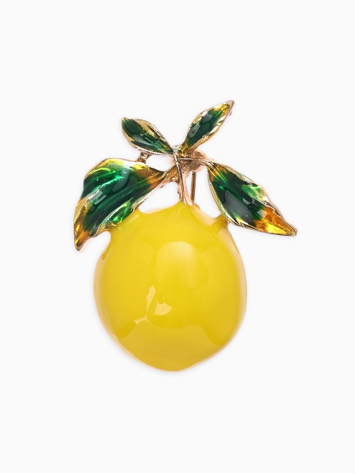 Брошь «Лимон», цвет жёлто-зелёный в золоте