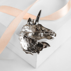 Брошь «Единорог», цвет белый перламутровый в серебре - Фото 2