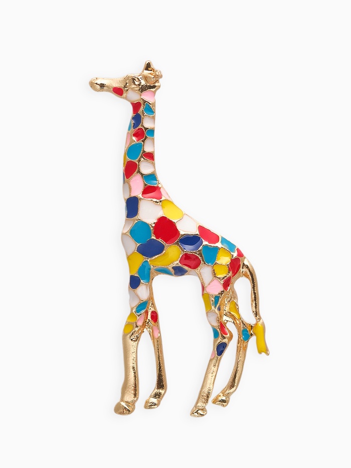 Брошь «Жираф», цветная в золоте - Фото 1