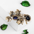 Брошь «Веточка» осени, цвет чёрно-зелёный в чернёном золоте - Фото 2