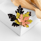 Брошь «Листья» три кленовых, цветная в золоте - Фото 1
