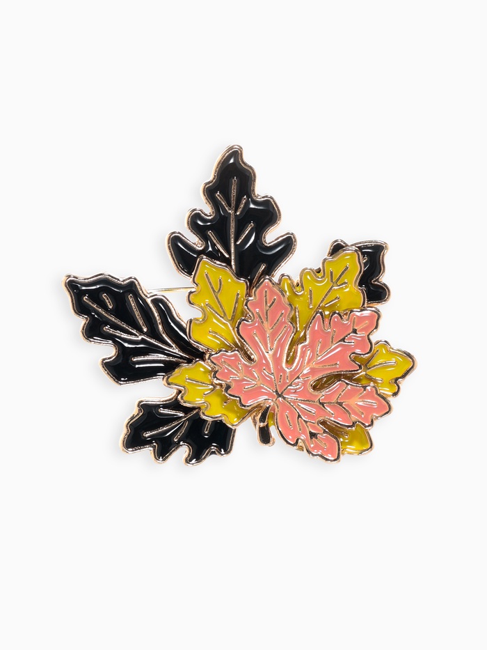 Брошь «Листья» три кленовых, цветная в золоте - Фото 1