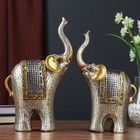 Сувенир полистоун "Два слона с попоной-кальчугой" набор 2 шт 26,5х7,5х16,5 см - фото 11019506