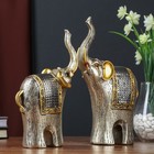 Сувенир полистоун "Два слона с попоной-кальчугой" набор 2 шт 26,5х7,5х16,5 см - фото 22827111